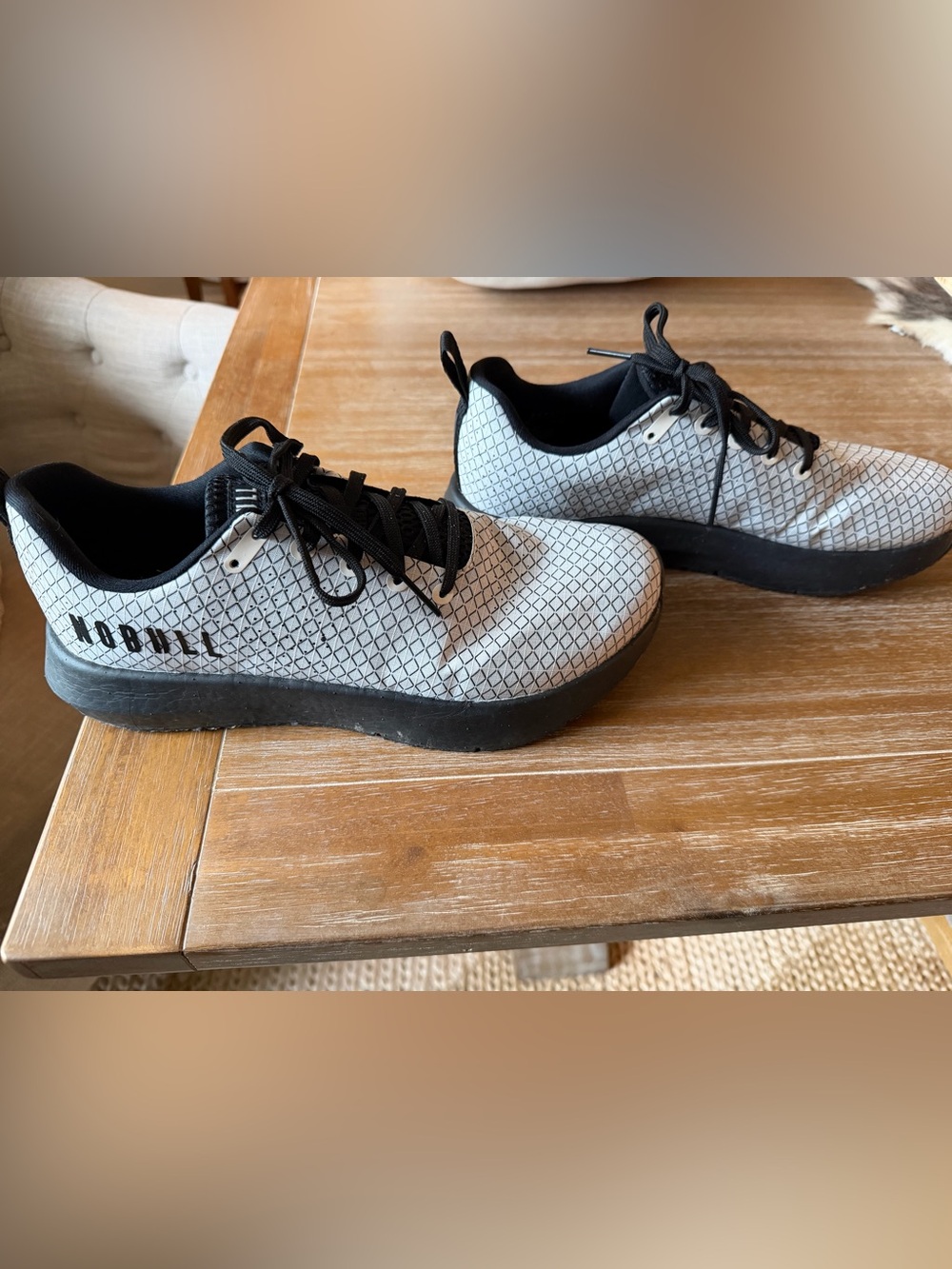NOBULL White and Black Grid Training Sneakers